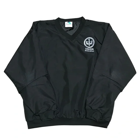 Vintage Union Pacific Railroad Men’s Black Windbreaker Size Large Augusta Sports - Picture 1 of 6